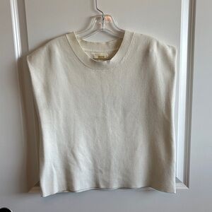 Sleeveless Crewneck Knit Sweater Vest in Cream